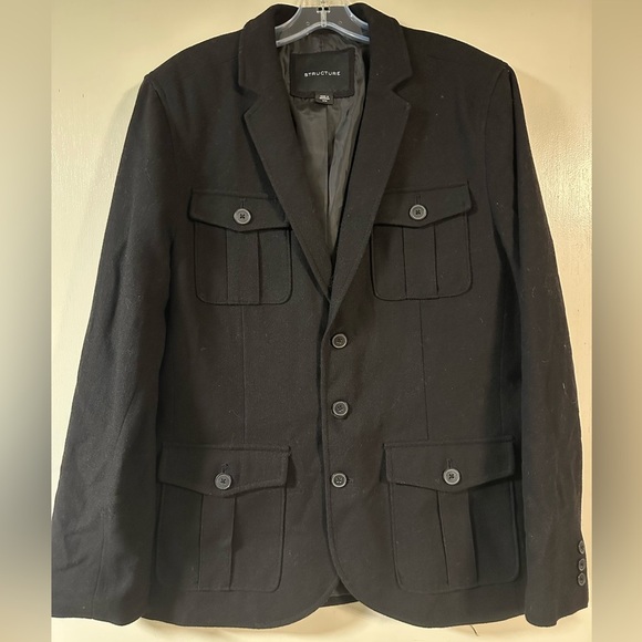 Structure Men’s Peacoat Wool Blend Blazer Size Medium - Picture 1 of 6